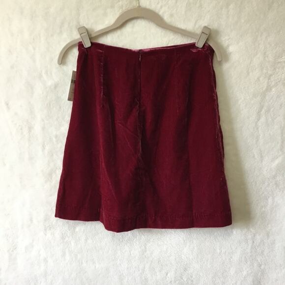 Anthropologie Raspberry Montie Velvet Mini Skirt - Picture 4 of 9